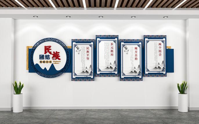 藍色民族團結(jié)社區(qū)文化墻
